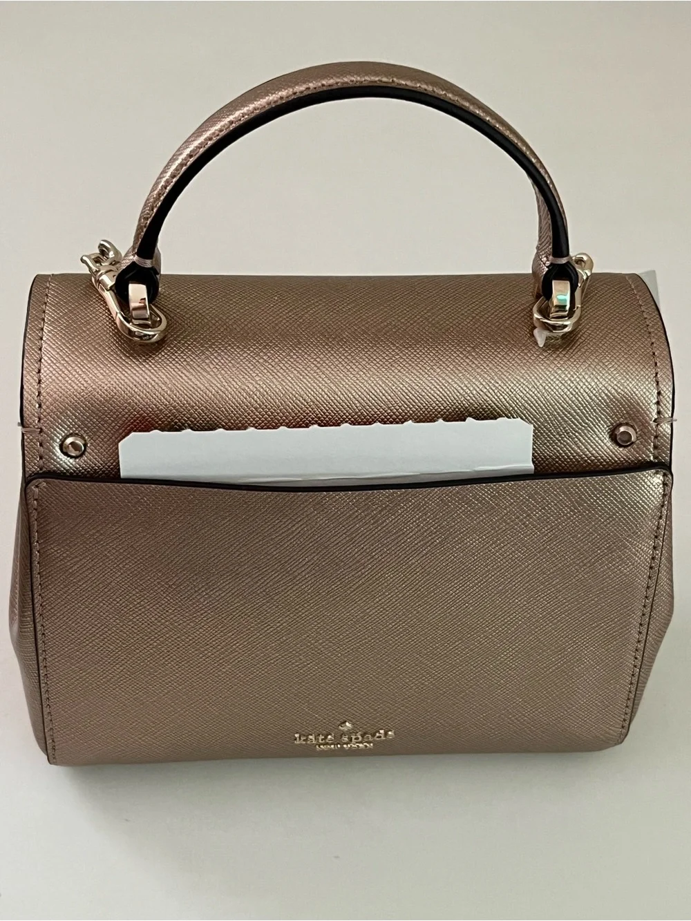 kate spade Metallic Rose Gold Top-Handle Chain Satchel